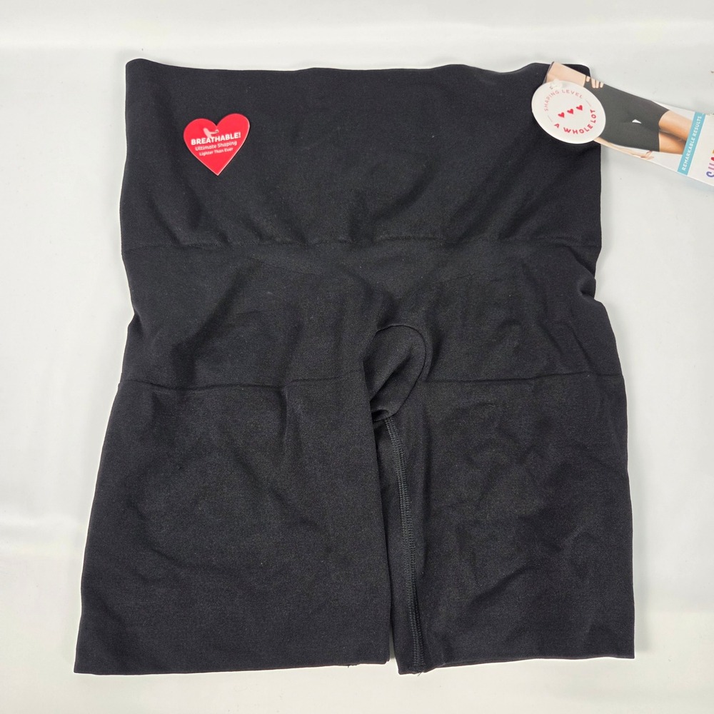 Assets by Spanx Black Shaping Short XL High Waist Mid-Thigh Smoothing NWT 10125R